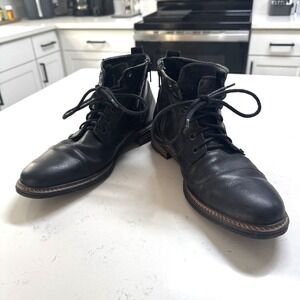 Bull Boxer Warrynt Lace-up Side Zip Cap Toe Black Ankle Leather Boots Size 8/41
